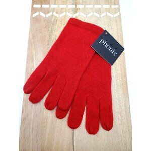 Phenix Red Cashmere 100% Knit Gloves